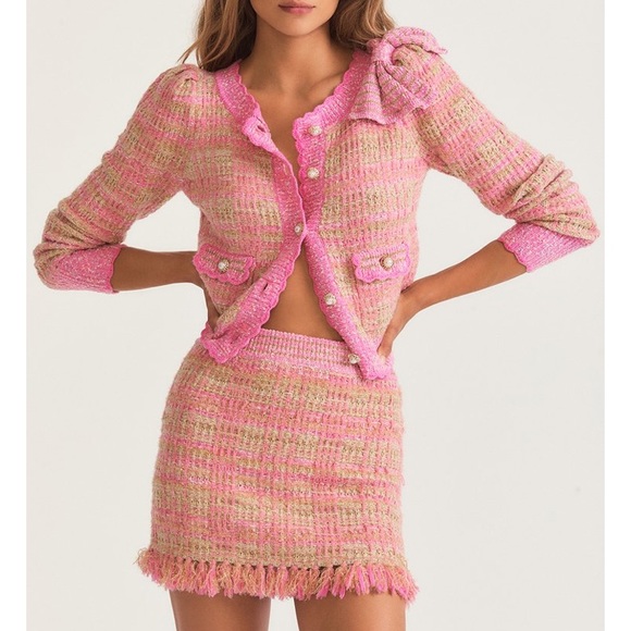 🆕LoveShackFancy Tweed Chantria Crop Cardigan & Balsam Mini Skirt Set DEAD-STOCK - Picture 1 of 13
